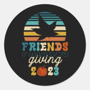 Sticker Rond Rétro Amis Donnant 2023 Thanksgiving Friendsgivi