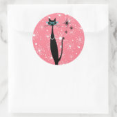 Sticker Rond Retro Atomique Moyen Siècle Moderne MCM Chat noir (Sac)