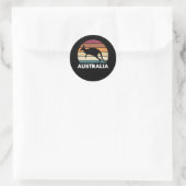 Sticker Rond Retro Australian Animal saut Kangaroo (Sac)