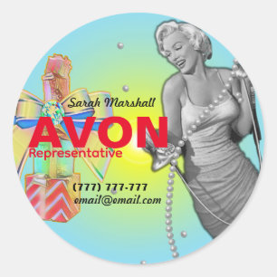 Sticker Rond Retro Avon Représentant
