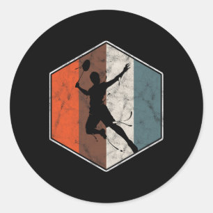 Sticker Rond Retro Badminton joueur de tennis Sports Vintages