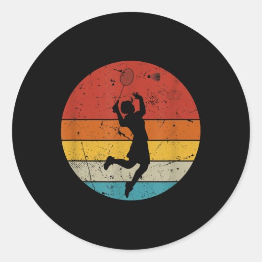 Sticker Rond Retro Badminton Lover (Devant)