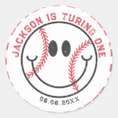 Sticker Rond Retro Baseball Vibes Boy Anniversaire (Devant)