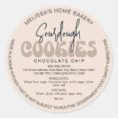 Sticker Rond Retro Beige Sourdough Cookies Boulangerie Droit de (Devant)