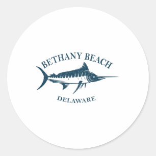 Sticker Rond Retro Bethany Beach Delaware Pêche Vintage Boati