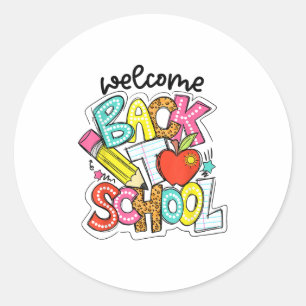 Sticker Rond Retro Bienvenue À L'École Appréciation Des Enseign