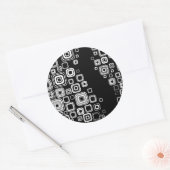 Sticker Rond Rétro black and white squares (Enveloppe)