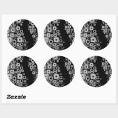 Sticker Rond Rétro black and white squares (Feuille)
