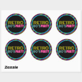 Sticker Rond Retro Black Neon Cassette Tape 80s Anniversaire (Feuille)