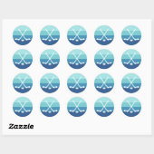 Sticker Rond Retro Blue Gradient Ice Hockey (Feuille)