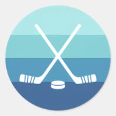Sticker Rond Retro Blue Gradient Ice Hockey (Devant)