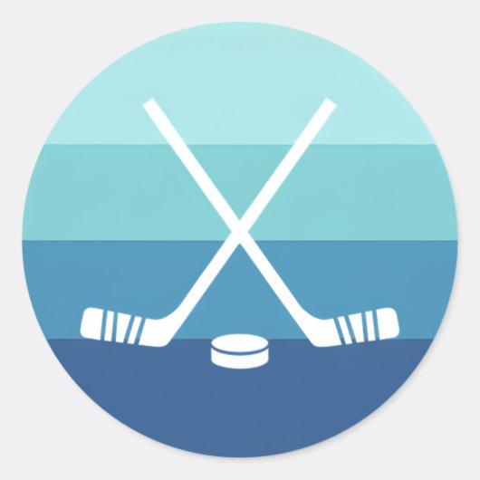 Sticker Rond Retro Blue Gradient Ice Hockey (Devant)