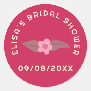 Sticker Rond Rétro Bohème Fleurie Personnalisée Fête de Mariage