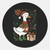 Sticker Rond Retro Boho Floral Funny Xmas Silly Goose Lover Chr (Devant)