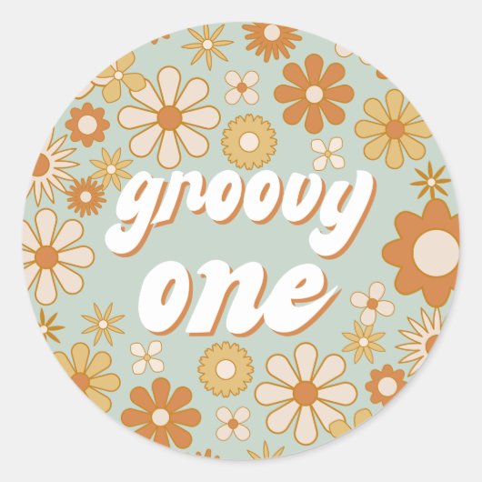 Sticker Rond Retro Boho Super One Hippie Premier Anniversaire C (Devant)