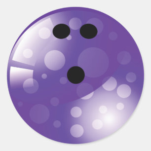 STICKER ROND RÉTRO BOULE DE BOWLING POURPRE
