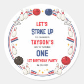Sticker Rond Retro Bowling 1st Birthday Party – Fun Kids  (Devant)