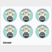 Sticker Rond Retro Bowling fête d'anniversaire (Feuille)