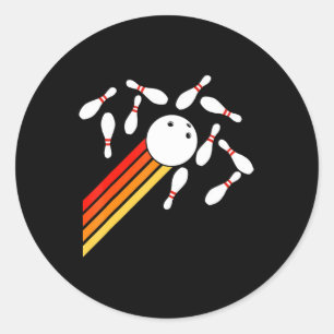 Sticker Rond Retro Bowling Fun Bowling