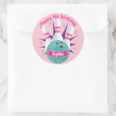 Sticker Rond Retro Bowling Girls Parties scintillant fête d'ann (Sac)