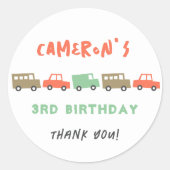 Sticker Rond Retro Boys Jouets Amusants Transport Anniversaire (Devant)