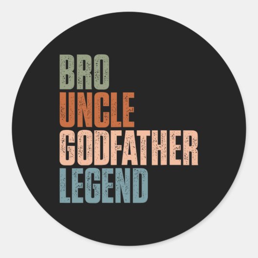 Sticker Rond Retro Bro Oncle Parrain Légende Uncles amusants Fi (Devant)