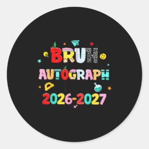 Sticker Rond Retro bruh dernier jour autographes professeur der