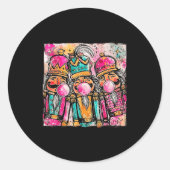 Sticker Rond Retro Brushstroke Nutcracker Blowing Bubble Gum Ch (Devant)