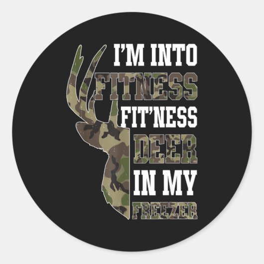 Sticker Rond Retro Camo Deer Hunting Funny Wildlife Hunter Men  (Devant)