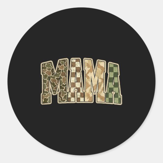 Sticker Rond Retro Camo Hunting Mama Old Camo Mom  (Devant)