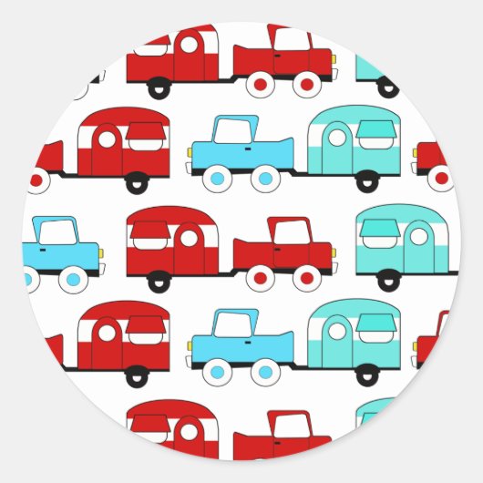 Sticker Rond Rétro Camping Trailer (Devant)