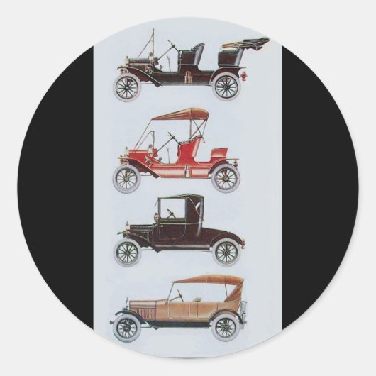 Sticker Rond RETRO CARS 2- réparation automobile brun (Devant)