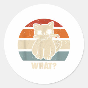Sticker Rond Rétro Ce Chat Couteau Meow Kitty Funny Chats Maman