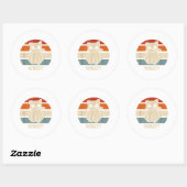 Sticker Rond Rétro Ce Chat Couteau Meow Kitty Funny Chats Maman (Feuille)