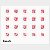 Sticker Rond Retro Checkered Valentine Six Seven Meme 67 Viral (Feuille)