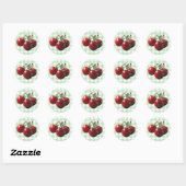 Sticker Rond Retro Cherries fresh picked green gingham (Feuille)