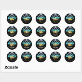 Sticker Rond rétro chic boule de disco mariage super (Feuille)