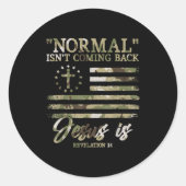 Sticker Rond Retro Christian Normal Isnt Coming Back Jesus Redl (Devant)