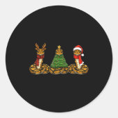 Sticker Rond Retro Christmas Ball Python Snake Santa Reindeer (Devant)