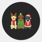 Sticker Rond Retro Christmas Labrador Retriever Santa Reindeer  (Devant)