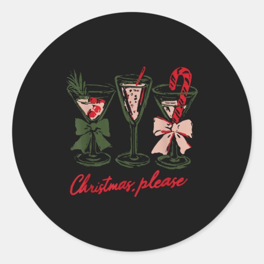 Sticker Rond Retro Christmas Please Retro Festive Tail Coquette (Devant)