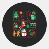 Sticker Rond Retro Christmas Santa Claus Cocoa Xmas Tree Snowma (Devant)