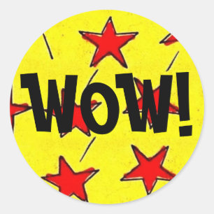 Sticker Rond Rétro Comix Stars WOW!