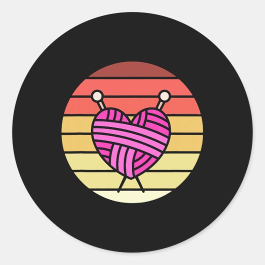 Sticker Rond Retro Crochet Nerd Funny Crocheting Fil Lover Gif (Devant)