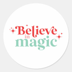 Sticker Rond Rétro Croyez en la police de Noël boho magique