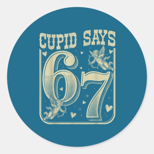 Sticker Rond Retro Cud Says 67 Funny 67 Valentine Couple Matchi (Devant)