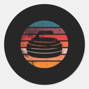 Sticker Rond Retro Curling Sports d'hiver Ski Curler Vintage St