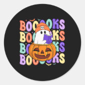 Sticker Rond Retro Cute Ghost Enseignant Halloween Librairie Li (Devant)