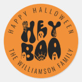 Sticker Rond Retro Cute Hey Boo Halloween Ghost Éffrayant | Noi (Devant)
