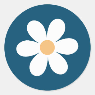 Sticker Rond Retro Daisy bleue